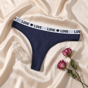 Ropa interior de algodón azul marino para mujer al por mayor, bragas sexys de talle medio, transpirables, deportivas, de moda, de color liso - Product Image 3