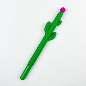 Schattige cartoon driearmige cactusvormige gelpen van zacht plastic, schrijfwaren met 0,5 mm schrijfdikte, inkt, handtekeningpennen, groothandel - Product Image 6
