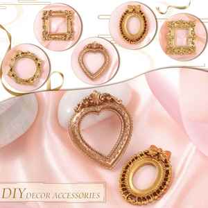 Cheap <b>Gold</b> Vintage Resin Picture <b>Frame</b> Antique Photo Mini Resin Jewelry Display Photography DIY Small <b>Frame</b> - Product Image 5