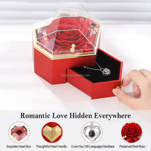 Caja de regalo acrílica de flores eternas de 5 colores hecha a mano de alta calidad, caja de papel de rosa de belleza preservada para juegos de anillos de collar - Product Image 4