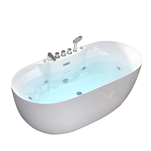 Vasca da Bagno Moderna in Acrilico a Forma Ovale, Design Ecologico, Autoportante, con Scarico Incluso, Idromassaggio a 6 Getti d'Aria, Tina <span class=keywords><strong>Chen</strong></span> - Product Image 6