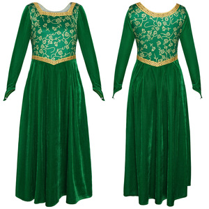 Vestido de Princesa Fiona, Verde Terciopelo, Manga Larga, Disfraz de Cosplay, Ropa para Actuaciones Escénicas - Product Image 3