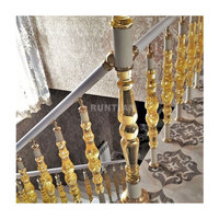 Escalier en verre doré intérieur, garde-corps en acrylique, poteau de garde-corps en cristal, balustrade