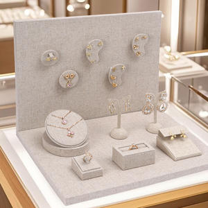 حامل عرض مجوهرات جاهز للشحن من نسيج القطن حامل عرض نافذة للمجوهرات حامل عرض أقراط مغناطيسية عرض حلقي - Product Image 1