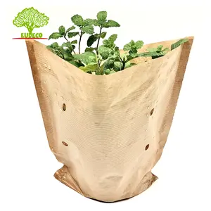 Couverture de Pot de fleur Kraft à manches en papier 3 pièces, emballage Floral, sac de matériau en pp pour Pot de plante, emballage portable