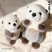 Peluche Otter assise avec mains magnétiques mobiles, super douce, rembourrage en coton PP, design brodé, cadeau personnalisable