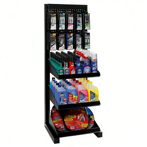 رف عرض معدني قائم بذاته للبيع بالتجزئة مع سلة سلكية ورف لوح مثقب للتعليق والتخزين (OEM/ODM) - Product Image 1