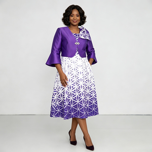 Vestido de Alta Calidad para Mujer, Talla Grande, Estilo Africano, Conjunto de 2 Piezas, Vestido y Abrigo para Mujer, Vestido de Iglesia - Product Image 2