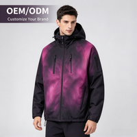 Veste coupe-vent thermochromique pour homme, motif dégradé réactif à la chaleur, à capuche, fermeture éclair, vêtements de sport décontractés