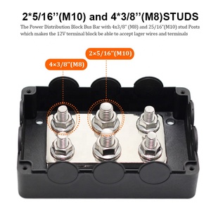 48V DC 500A batang Bus tembaga 6MM pelat kuningan murni 4x M8 2x M10 blok distribusi daya kancing dengan penutup tahan air hitam - Product Image 4