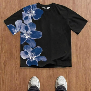 เสื้อยืดแขนสั้นพิมพ์ลายลำลองสำหรับบุรุษ, เสื้อยืดลายฤดูร้อน, เสื้อยืดลายดอกไม้, เสื้อยืดลายดอกไม้สีขาว, ปรับแต่งได้ตามต้องการ.F10 - Product Image 1