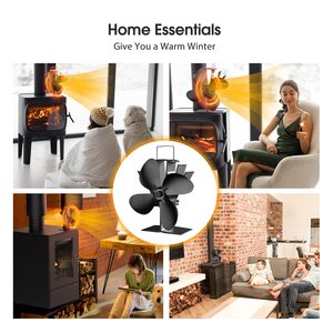 [Prêt à être expédié] Ventilateur <span class=keywords><strong>de</strong></span> foyer silencieux à 4 pales en acier inoxydable écologique, alimenté par la chaleur, pour poêle à bois - Product Image 6
