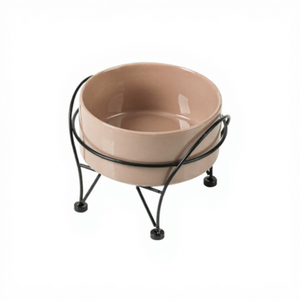 Support en fer noir incurvé pour gamelle surélevée, gamelle simple ou double en céramique brillante, gamelle ergonomique pour chat avec support cervical pour animaux de compagnie - Product Image 3
