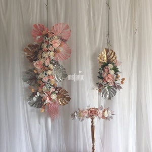 Nouvelle arche de fleurs pour la décoration d'événements de mariage, cercle doré, mur de fleurs artificielles, toile de fond d'arche - Product Image 4