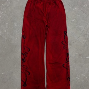 Pantalones de chándal personalizados 100% algodón para hombre, de pierna ancha, estilo hip hop, elásticos, de tiro medio, rectos, con estampado serigrafiado, ecológicos. - Product Image 2