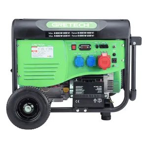 GRETECH JL700412质量好电启动380-400V 110V-240V汽油发电机6kva 3相