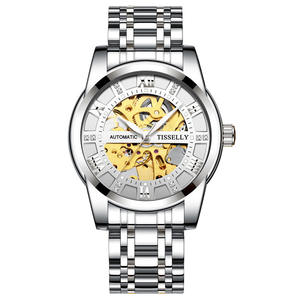 Montre automatique à tourbillon lumineux avec bracelet en acier inoxydable, personnalisable avec votre logo, à prix abordable, cadeau idéal pour homme - Product Image 1