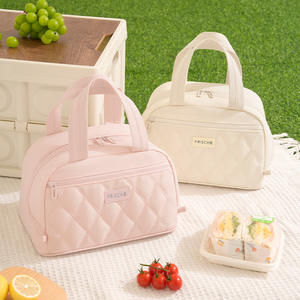 Bolsa de almuerzo aislada Beilian, portátil, de gran capacidad, con cremallera, para trabajadores de oficina, rosa, gris, negro, blanco roto - Product Image 2