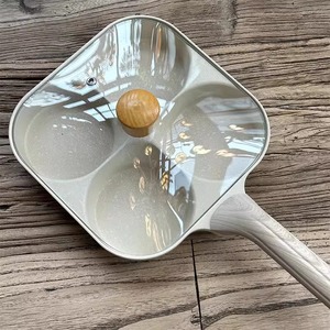 Poêle à œufs antiadhésive en pierre Maifan à quatre trous avec couvercle Compatible avec les cuisinières à induction Pour les hôtels et les restaurants Utilisation du petit-déjeuner - Product Image 4