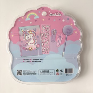FASHIONME Pompom <strong>Pen</strong> Diary Set Plush Journal Include 1 Pompom <strong>Pen</strong> 2 Clips and 20 or 40 Stickers <strong>Kawaii</strong> Stationery Gift for Kids - Product Image 4