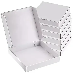 比萨饼10 12 14 16英寸白色可折叠食品级比萨饼包装盒可堆肥纸盒，带比萨饼标志