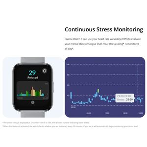 Versione globale Realme Watch <span class=keywords><strong>3</strong></span> Smart Watch 1.8 ''grande Display monitoraggio della frequenza cardiaca dell'ossigeno nel sangue Blue ooth Calling SmartWatch - Product Image 4