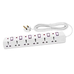 Nepal High Quality Power Extension Cord Power Strip Multi Plug Socket 6 Outlets Manufacturers