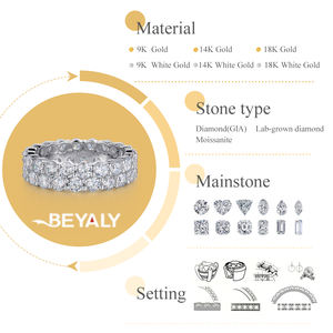 Joyería fina Anillos de tenis de diamantes Oro blanco de 9K Círculo de pavé completo Anillos de lujo de doble fila Joyería de hip hop - Product Image 2