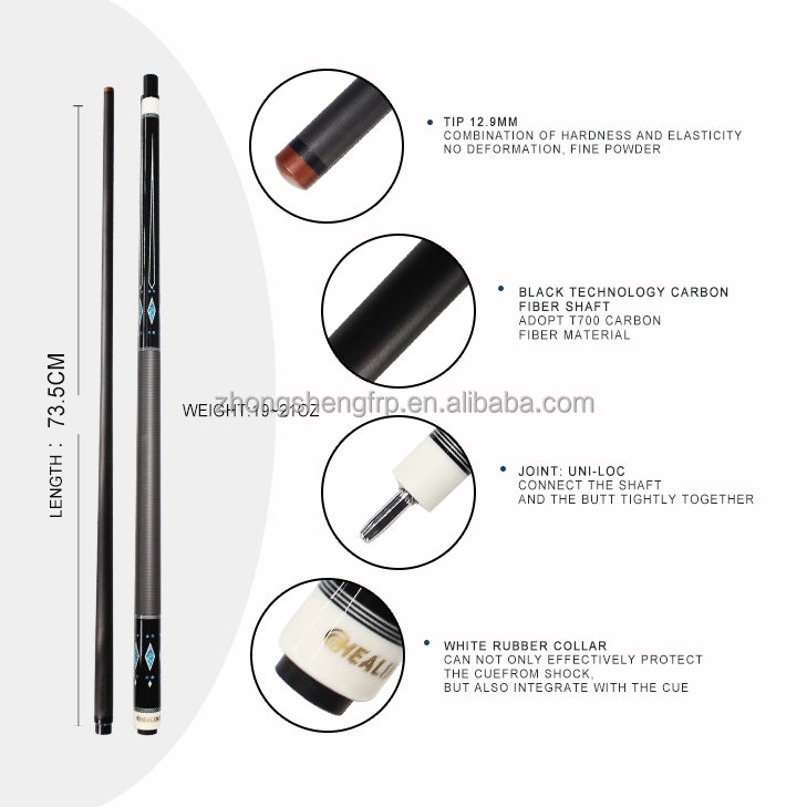 OK HEALING Pool Stick - High Quality 12.9mm Carbon Fiber Cue