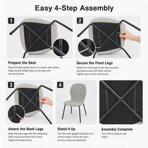 Sedia da pranzo moderna 2026 con schienale alto, rivestimento in pelle PU premium, gambe in metallo nero ecologico per sala da pranzo - Product Image 6