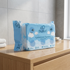 Papel Higiénico Suave y Ecológico de 2 Capas y 3 Pliegues, Hecho con Pulpa de Madera Virgen, Paquete de 6 Rollos, Paquete de 10 Paquetes, para Uso Doméstico, Bulut - Product Image 3