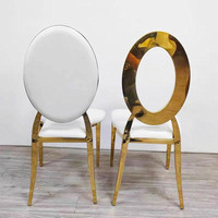 Chaise Arabella élégante au design ovale Chaise de luxe sur le thème blanc et or Chaise d'événement dorée 2 en 1 de luxe argentée à vendre