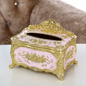 Gk古典花卉装饰婚礼亚克力纸巾盒家居装饰，优雅玫瑰手工装饰纸巾盒