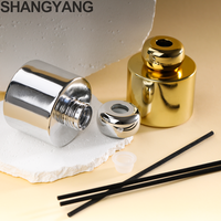 Bouteille en verre ronde de 120 ml pour diffuseur à bâtonnets, vide, avec bouchon à vis électroplaqué, pour huiles essentielles et parfums.