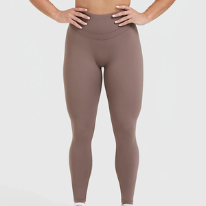 Pantalones Deportivos Personalizados para Mujer, Color Sólido, Tejido de Punto, Poliéster y Elastano, Leggings de Yoga con Compresión y Logotipo en la Cintura - Product Image 4