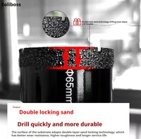 Foret diamanté en forme de dents de scie Soliboss pour marbre, en céramique, en forme de U, avec brasage sous vide, longueur de tige 9,5 mm