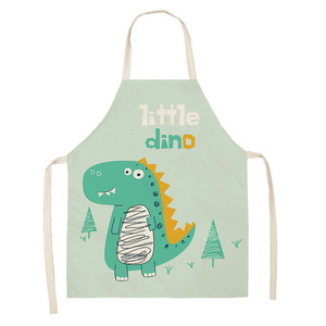Delantal de dibujos animados de dinosaurios para niños, lavable a máquina, material de lino, uso diario, diseño antiincrustante - Product Image 5