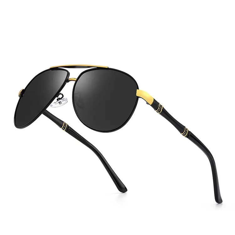 Yeni Metal çerçeve erkekler polarize güneş gözlükleri sürüş gece görüş gözlük marka tasarımcısı açık UV koruma Pilot güneş gözlüğü