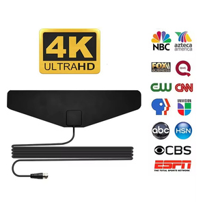 Antenne <span class=keywords><strong>TV</strong></span> numérique intérieure Baiao européenne et américaine, mini antenne HDTV T2 4K à ondes terrestres, câble aérien noir, montage mural IEC - Product Image 1