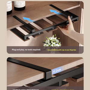 Étagère Suspendue Haut de Gamme en Noyer Vintage pour Verres à Vin Rouge Design Luxe Léger pour la Maison - Product Image 3