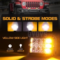 OVOVS Phares de travail LED tout-terrain de 4 pouces avec double faisceau stroboscopique ambre solide pour ATV, UTV, SUV, 4x4, bateau