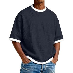 2026 Summer Men Crew Neck Color Block T <b>Shirt</b> Loose Casual Short Sleeve Sports Tee - Product Image 4