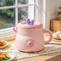 Casserole électrique portable 1,5 L, mini-casserole, intérieur antiadhésif, poêle électrique avec cuiseur vapeur pour la maison, le bureau, le dortoir, l'extérieur