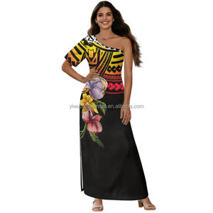 Robe de soirée sirène à une épaule sexy de haute qualité, marque TL, unisexe, manches longues, imprimé tribal de <span class=keywords><strong>tortue</strong></span> tropicale de Kiribati - Product Image 1