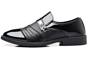Chaussures habillées formelles pour hommes, mocassins en cuir PU brillant, bout rond, chaussures de bureau, de mariage et de cérémonie - Product Image 2