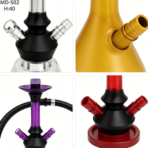 Cachimbas Portátiles de Aluminio de Colores Mixtos al por Mayor de China con 2 Mangueras, Estilo Árabe con Acabado Esmerilado - Product Image 1