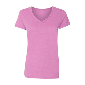 T-shirts pour femmes col en V en coton avec logo imprimé OEM personnalisé à la mode décontractée à des prix merveilleux - Product Image 1