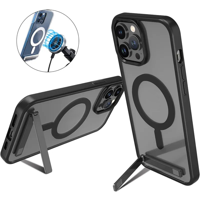 Magnetic Phone Cases with Stand for iPhone 17 Pro Max Air 16 15 13 14 Plus Mobile Case 12 11 Clear Black Cover with Kickstand