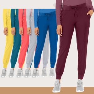 Women's Medical Scrub Suit Set V-Neck Short Sleeve Moisture Wicking Wine Red Royal Blue Gray Watermelon Red Sea Blue Yellow S - Product Image 3