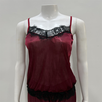 Ensemble de lingerie sexy en dentelle pour femme, caraco à fines bretelles et short en soie glacée, deux pièces, tenue de nuit d'été